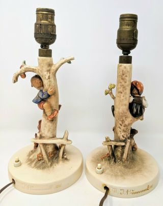 Rare Set of Vintage Hummel Figurine Lamps 44A “Culprits” and 44B “Out Of Danger” 4