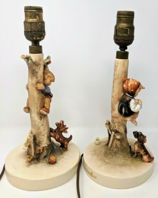 Rare Set of Vintage Hummel Figurine Lamps 44A “Culprits” and 44B “Out Of Danger” 5