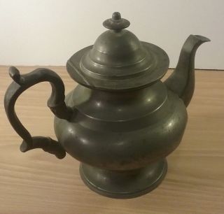 Vintage Mid - 1800s Bulbous 9 " Wm Mcquilkin (full Mark) Pewter Tea Pot