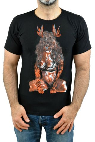 Givenchy Black / Orange T Shirt Vtg 90s Authentic Mens S Tribal/emo/horns Rare