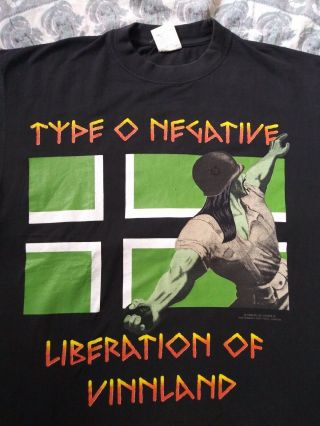 Vintage TYPE O NEGATIVE Liberation of Vinnland T - shirt 1996 Goth Metal XL 3