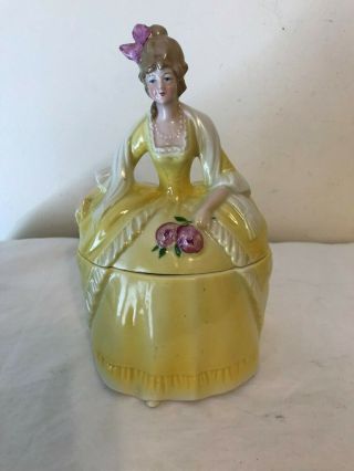 Vintage Madame Pompadour Dresser Doll Powder Jar E&r Germany