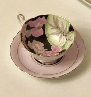 Paragon Vintage Tea Cup And Saucer By Appointment Pink And Purple Flowers Green