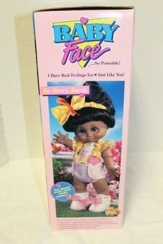 RARE 1991 Galoob Baby Face Doll So Sorry Sarah African American NIB 6