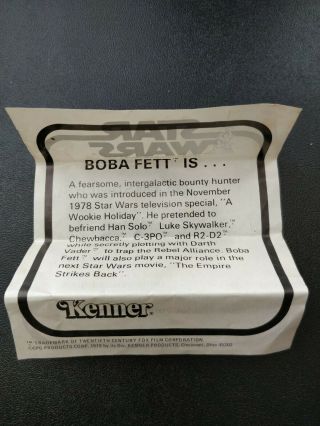 Vintage Kenner Mail - In Star Wars Boba Fett Figure,  Apology Letter Rocket - Firing 3