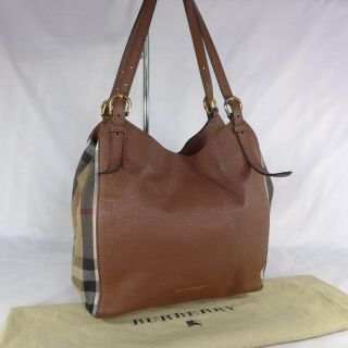 Authentic Rare Burberry Canterbury Brown Leather Medium Tote Shoulder Bag Vgc