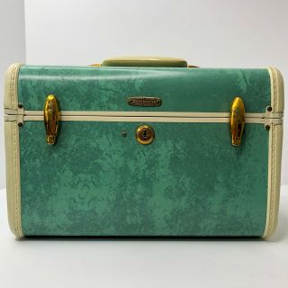 Shwayder Bros,  Inc. ,  Samsonite Small Green Cosmetic Train Case Vtg Luggage 5112