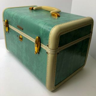 Shwayder Bros,  Inc. ,  Samsonite Small Green Cosmetic Train Case Vtg Luggage 5112 3