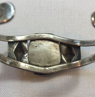 Vintage American Southwest Silver Turquoise Stamped Cuff Bracelet 25.  6 Grams 7