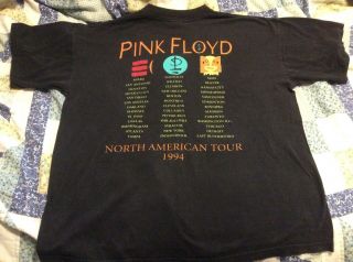 Vintage PINK FLOYD T - SHIRT 1994 XL North American Concert Tour 2