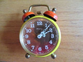 8y/rare Blessing Clock/alarm/retro/yellow/orange/vintage/small