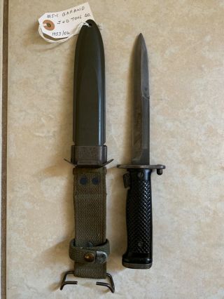 Us M5 - 1 Mi - Garand Bayonet W/scabbard J & D Tool Co Vintage Black Handle