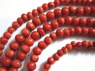 Vintage Natural Salmon Red Coral Graduated Bead Flapper Length Necklace 42” 30G 7