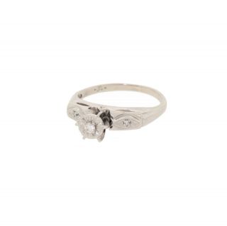 Vtg 14k White Gold Diamond Engagement Ring Size 5.  5 2.  6g