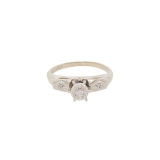 Vtg 14k White Gold Diamond Engagement Ring Size 5.  5 2.  6G 2