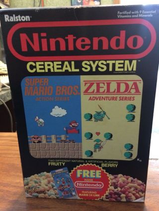 Ralston Nintendo Cereal System Mario/zelda Vintage 1988 Cereal Box Rare