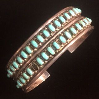 Vintage Zuni Turquoise Sterling Silver Cuff Bracelet Signed Btc Missing Stone