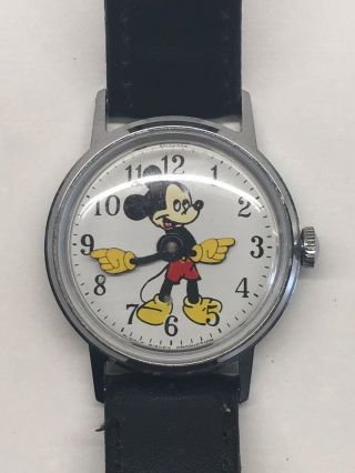 Vintage 1960s Timex Mickey Mouse Wrist Watch Unisex Mid Size 30mm Runs