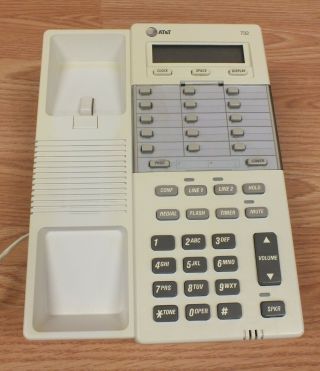 AT&T 732 Vintage Corded 2 Line Desk Top Home or Office Telephone READ 5