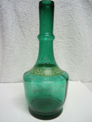 Glass Barber Bottle,  Fancy Vintage Antique Rare Enamel Decoration
