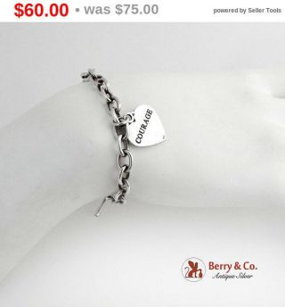 Sale Encouragement Toggle Bracelet Heart Charm Courage Sterling Silver