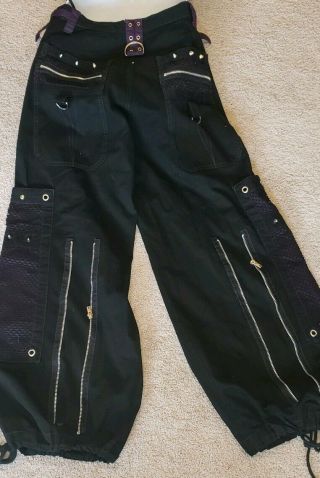 Tripp NYC Men ' s Sz M Zip Off Bondage Pants/Shorts Black/Purple Chains Goth Emo 3
