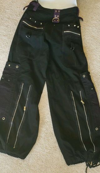 Tripp NYC Men ' s Sz M Zip Off Bondage Pants/Shorts Black/Purple Chains Goth Emo 4