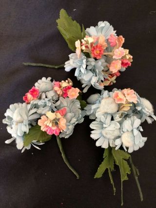 VINTAGE MILLINERY FLOWERS 10 BUNCHES SMALL SILK DOLL HATS CRAFTS 8