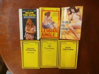 6 Vintage 1968 1970 Paperback Books Bee - Line Adult Sleaze Pulp Lesbian Jungle