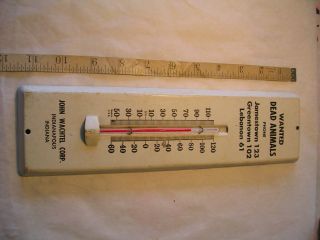 Vintage Wanted Dead Animals Advertising Thermometer Indianapolis Indiana Metal 2