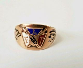 Vintage Odd Fellows Fraternity Gold Ring