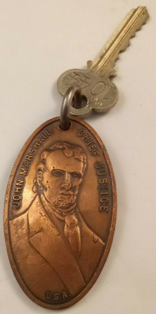 Hotel John Marshall Chief Justice Richmond,  Va Key W/ Fob Room 1044 Vintage