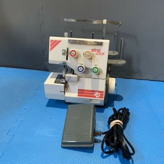 Vintage Elna Lock F4 Electronic Serger Sewing Machine With Foot Controller