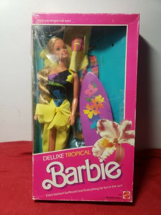 Vintage 1985 Deluxe Tropical Barbie Doll Mattel 2996 Nrfb