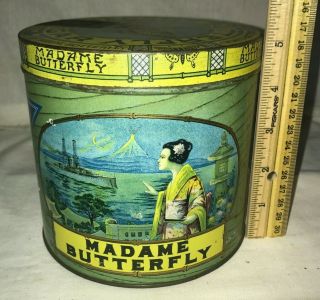 Antique Madame Butterfly Cigar Tin Litho Tobacco Can Vintage Philadelphia Pa Old