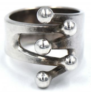 MODERNIST DESIGNER ANNA GRETA EKER JESTER RING STERLING SILVER SIGNED AGE NORWAY 2