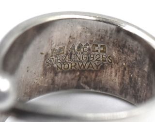 MODERNIST DESIGNER ANNA GRETA EKER JESTER RING STERLING SILVER SIGNED AGE NORWAY 6