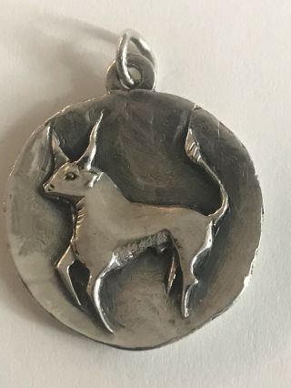 Very Rare Retired James Avery Silver Large Taurus Zodiac Medallion Pendant Charm