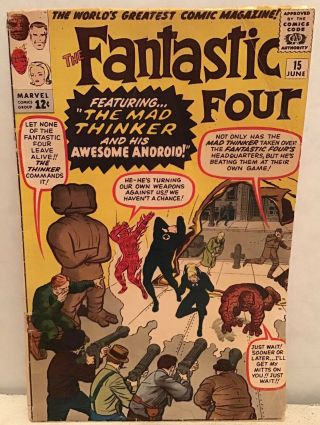 Fantastic Four 15 Marvel Comic 1963 Vintage Silver Age Mad Thinker