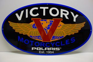 Victory Motorcycles Dealership Limited Die Cut Rare Enamel Sign 17.  5 " X30 "