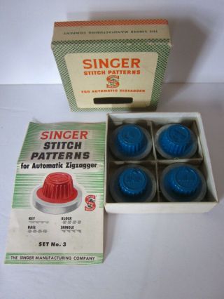 Vintage Singer Stitch Patterns For Automatic Zigzagger Set No 3 1955 Blue