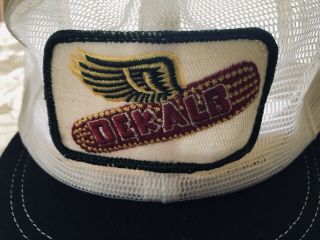 2 Vintage Dekalb Puff Ball Pom Mesh Snapback Trucker Caps Hats Corn Agri 3
