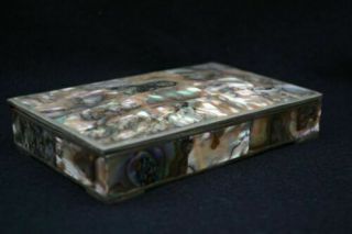 Vintage Alpaca Silver Box With Abalone/mother Of Pearl Inlays