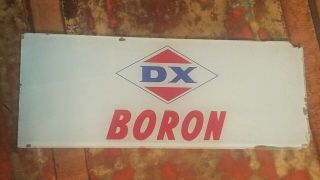 Vintage Dx Boron Pump Ad Glass Panel Plate Sign 11 3/4 " X 4 5/8 "