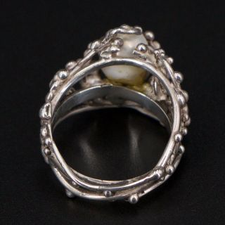 VTG Sterling Silver - Freeform Abstract Cultured Pearl Ring Size 6.  5 - 6g 3
