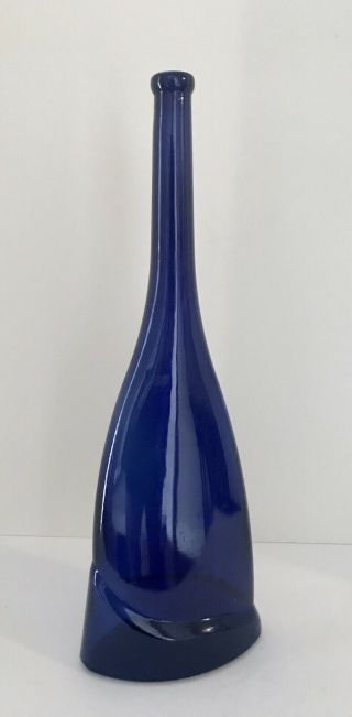 Rare Vintage Cobalt Blue Art Glass Tall Bottle 19 Inch