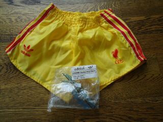 Liverpool 1986 Adidas Yellow Away Shorts Unworn & Bag Rare Vintage