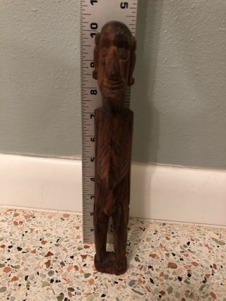 Vintage 50s 60s Easter Island Hand Carved Moai Kavakava Wood Tiki Statue 10 - 1/2” 4