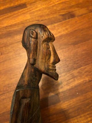 Vintage 50s 60s Easter Island Hand Carved Moai Kavakava Wood Tiki Statue 10 - 1/2” 6
