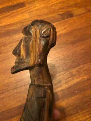 Vintage 50s 60s Easter Island Hand Carved Moai Kavakava Wood Tiki Statue 10 - 1/2” 7